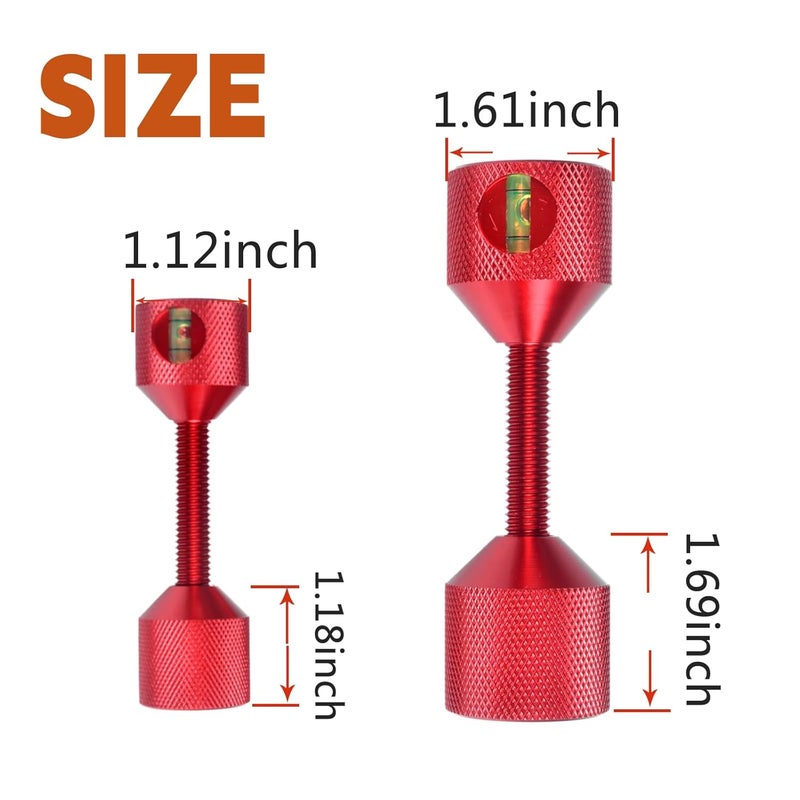 CNRAQR 4 Pcs Flange Two Hole Alignment Pins - 1-1/8" and 1-5/8" Detachable Double Pins with Built-in Level - 6061 Aluminum Red - Image 3
